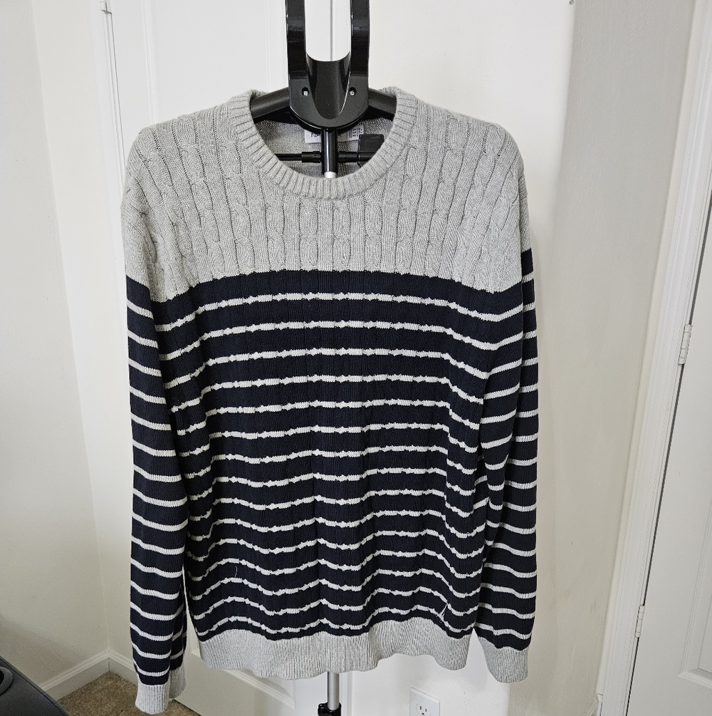 Nautica Beige and Black Knit Sweater